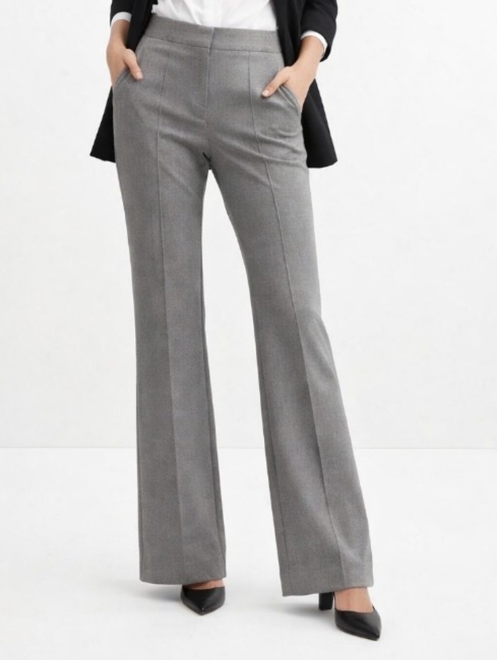 New York & Company Gray Tailored Flare Pants Large